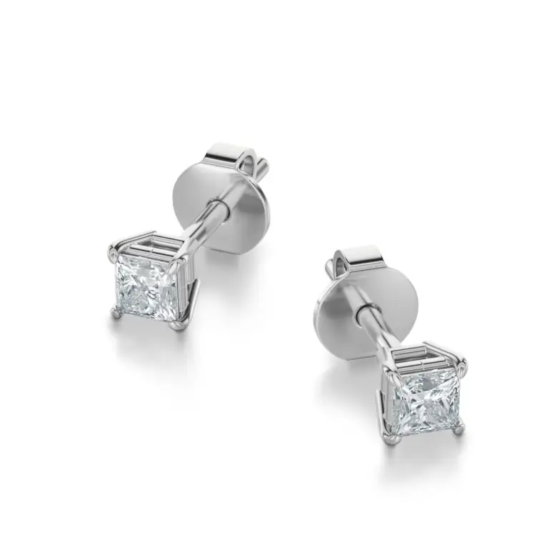 Kolczyki z kwadratowym diamentem białe złoto SBK_003